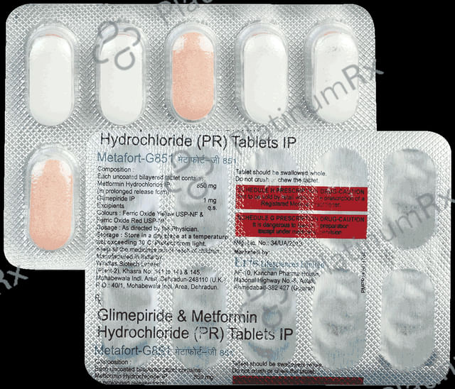 Metafort G 1/850mg Tablet PR 10s