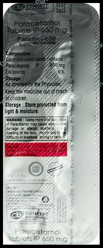 Paramol 650 Tablet 10 tablets Tablet Allenburys Pharma Limited