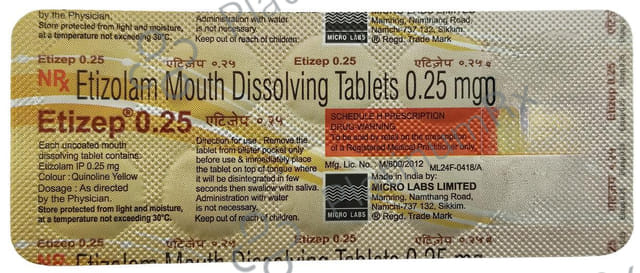 Etizep 0.25mg Tablet