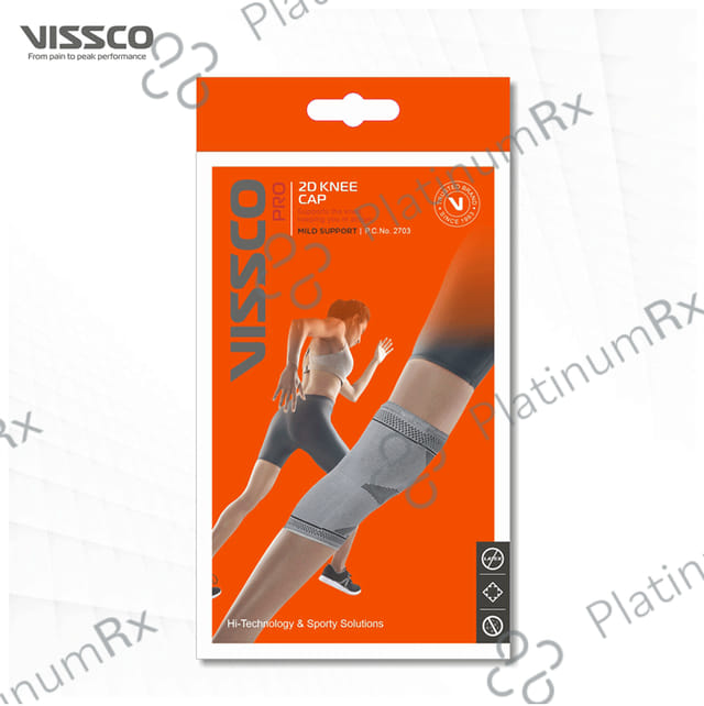 Vissco Stretchable 2D Knee Cap, Knee Support for Pain Relief and Injury in Pair Medium