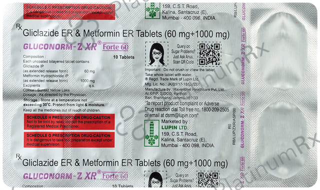 Gluconorm Z XR Forte 60/1000mg Tablet 10s