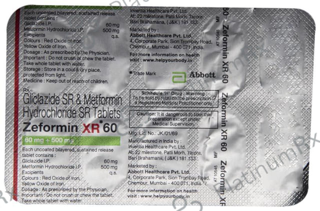 Zeformin XR 60/500mg Tablet SR 10s