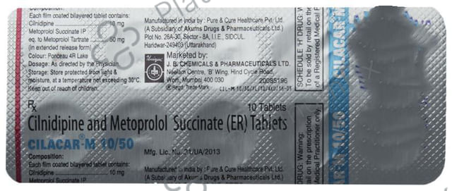 Cilacar M 10/50mg Tablet ER 10s
