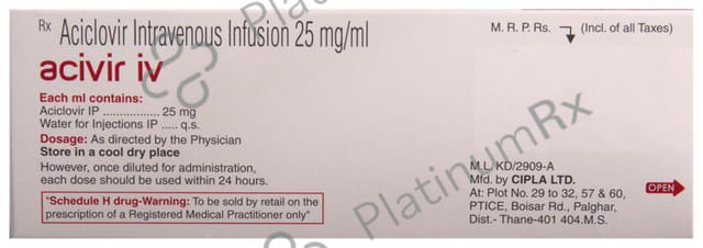 Acivir IV 25mg Injection 1s