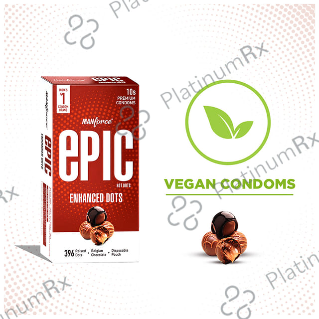 Manforce Epic Hot Dots Premium Condom with Disposable Pouch Belgian Chocolate 10s