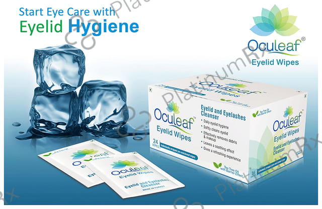 Oculeaf Eyelid Wipes with Tea Tree Oil - For Eyelid & Eyelashes Cleansing 24 wipes