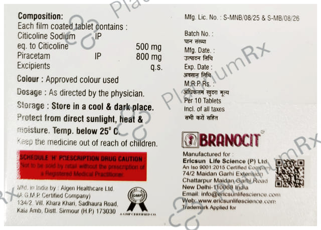 Branocit 500/800mg Tablet 10s