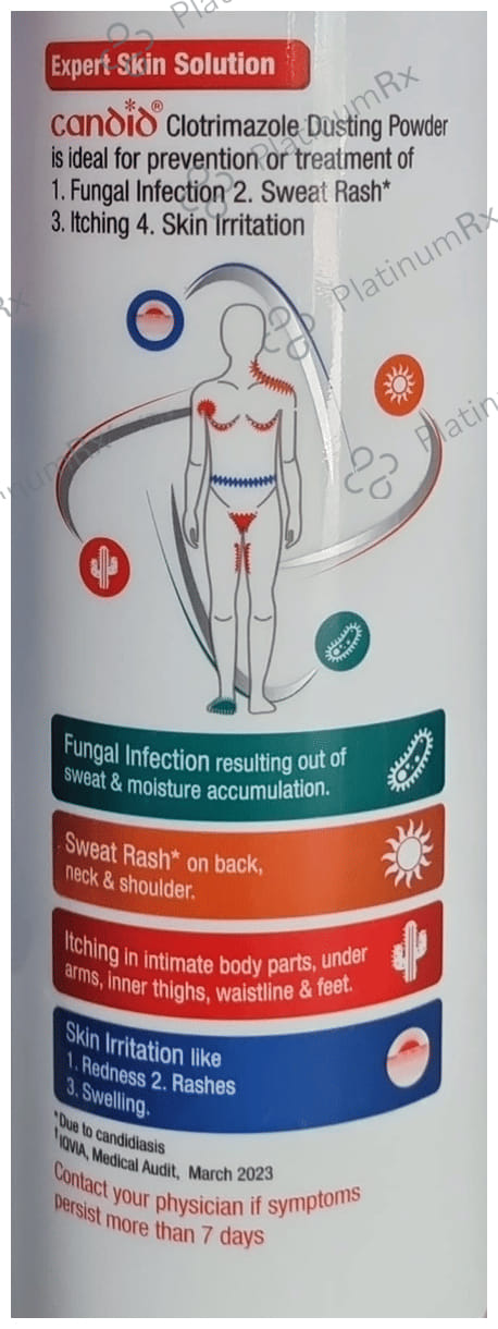 Candid Dusting Powder For Fungal Infection, Sweat Rash, Skin Irritation & Itching 250 gm