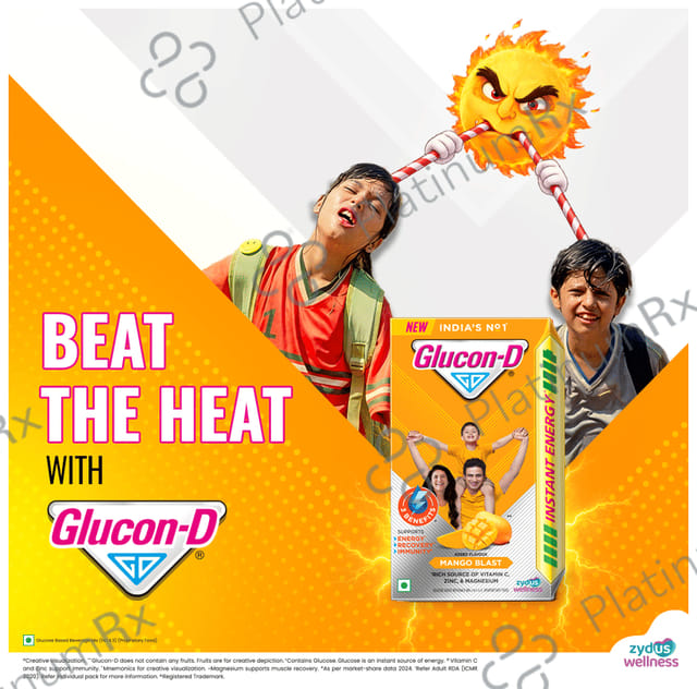 Glucon D with Glucose, Calcium, Vitamin C & Sucrose Flavour Mango Burst with Tiffin Box Free Powder 450gm