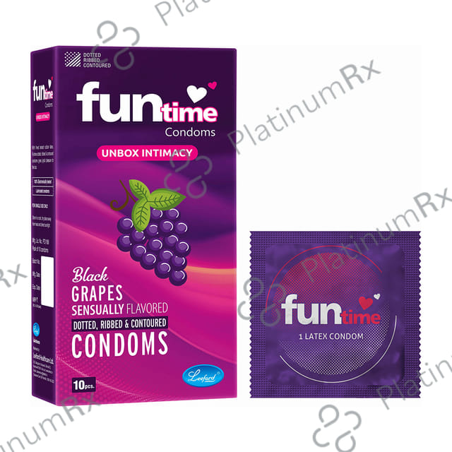 Funtime Dotted Ribbed & Contoured Black Grapes Flavour Condom 10s