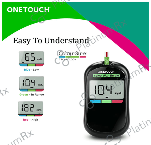 OneTouch Select Plus Simple Glucometer (10 Test Strips Free) Kit 1s
