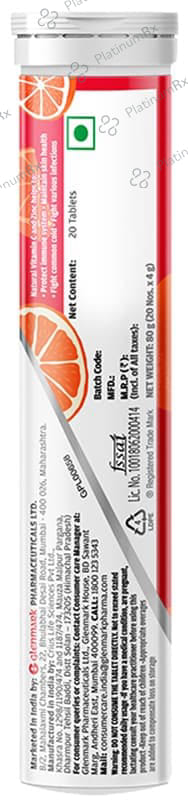 Maxify Natural Vitamin C & Zinc Effervescent Tablet (20 Each) Orange 1s