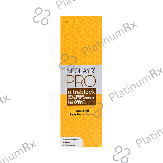 Neolayr Ultrablock Dry Touch Matte Gel Sunscreen SPF 30 PA++++ Cream 50gm