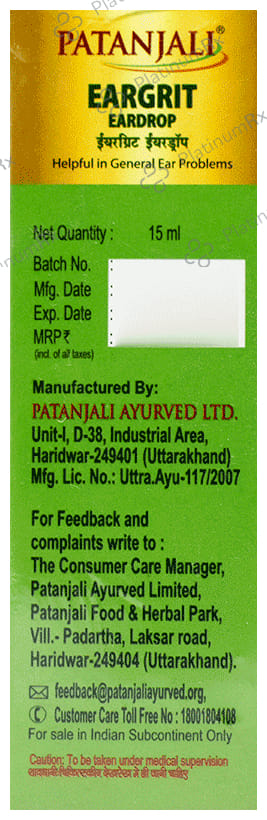 Patanjali Eargrit Ear Drop