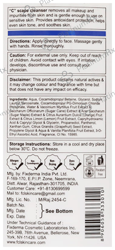 Fixderma Cosmetic Laboratories C Scape Cleanser 200 ml