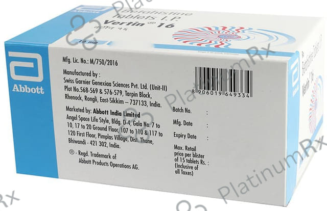 Vertin 16mg Tablet 15s