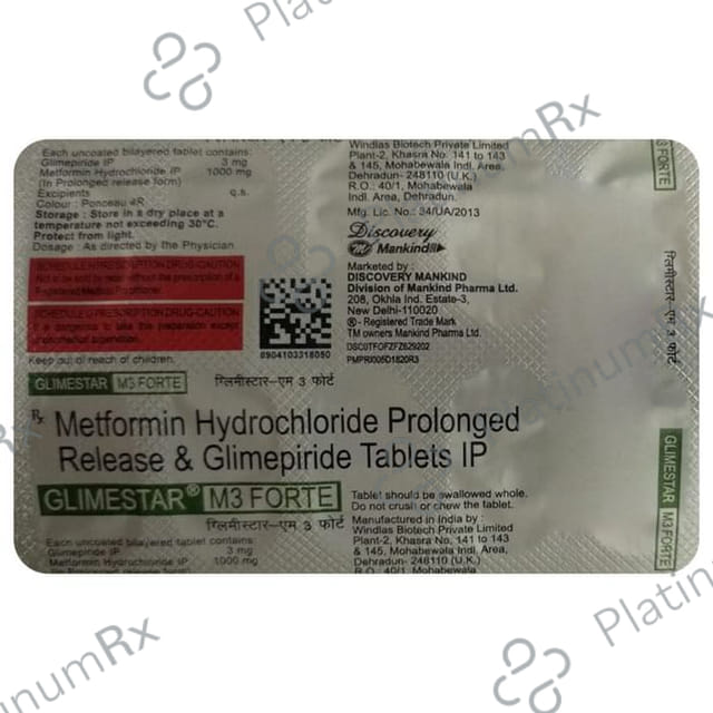 Glimestar M3 Forte 3/1000mg Tablet PR 10s