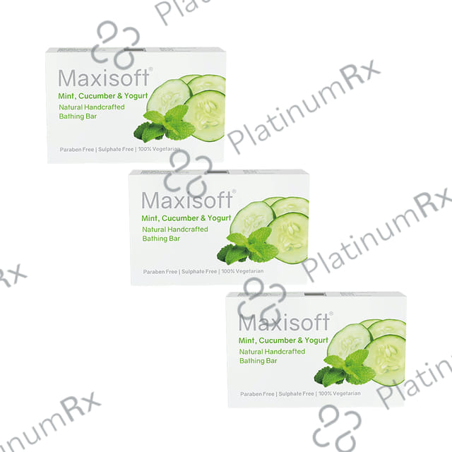 Maxisoft Mint, Cucumber & Yogurt Bathing Bar (75gm Each) 3 units