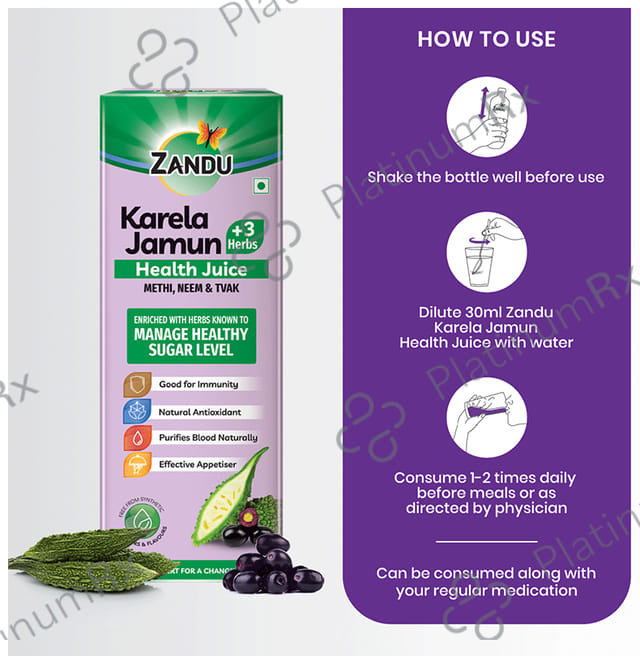 Zandu Karela Jamun +3 Herbs Health Juice