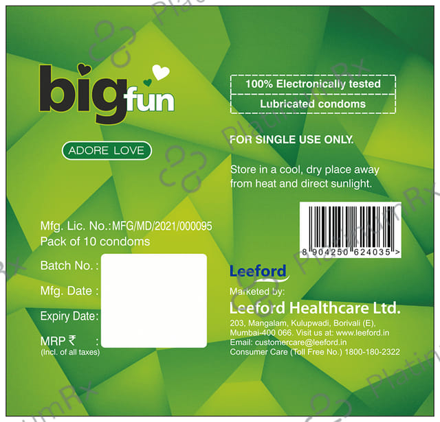 Bigfun Sensually Flavored Dotted, Ribbed & Contoured Mogra Flavour Condom 10s