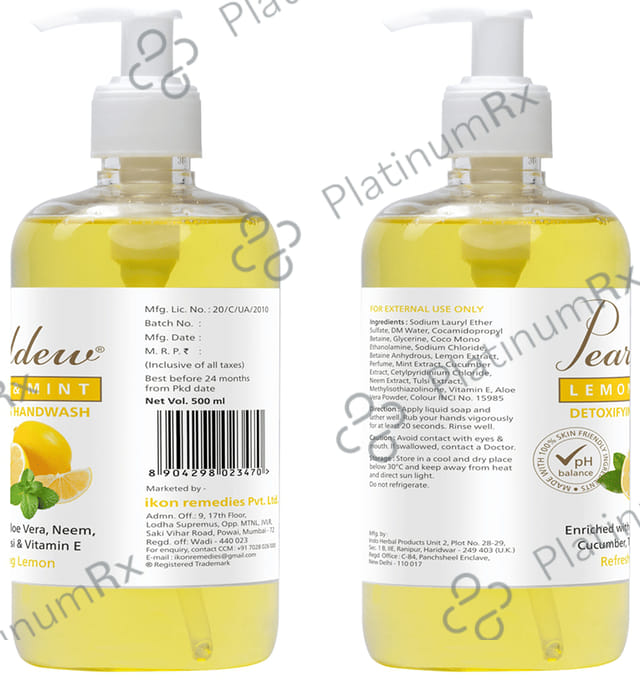 Pearldew Lemon & Mint Detoxifying Handwash (500ml Each) 1 Bottle
