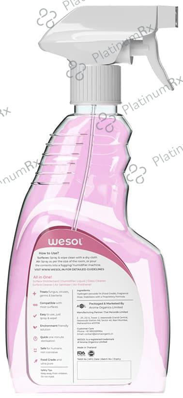 Wesol Food Grade Hydrogen Peroxide 1% All in One Multi Surface Cleaner Liquid, Disinfectant and Air Freshener Spray Soft Rose