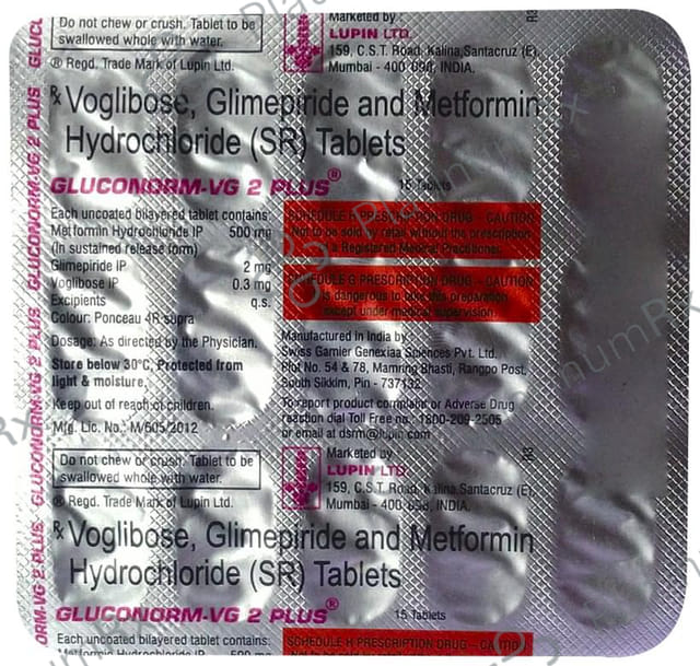 Gluconorm VG 2 Plus 2/500/0.3mg Tablet SR 15s