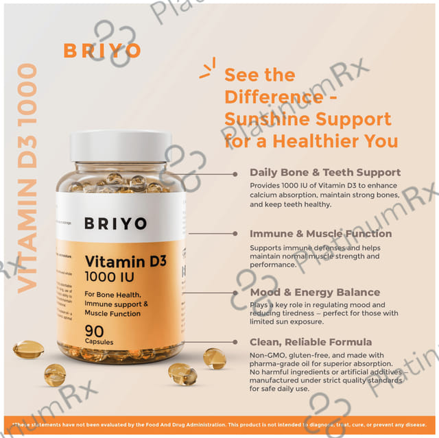 Briyo Vitamin D3 1000IU Softgel 90s