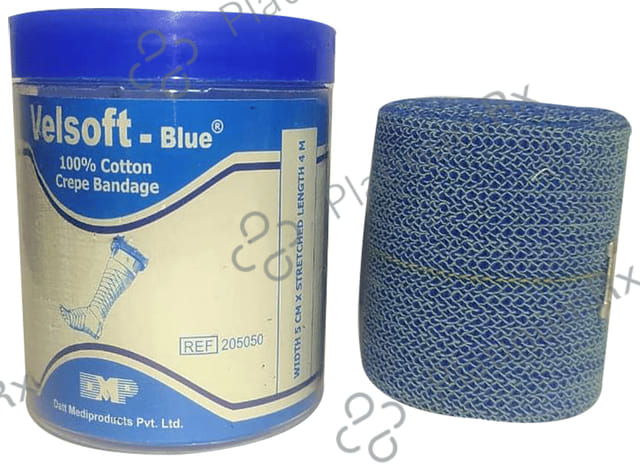 Velsoft -Blue 100% Cotton Crepe Bandage 5cm x 4m