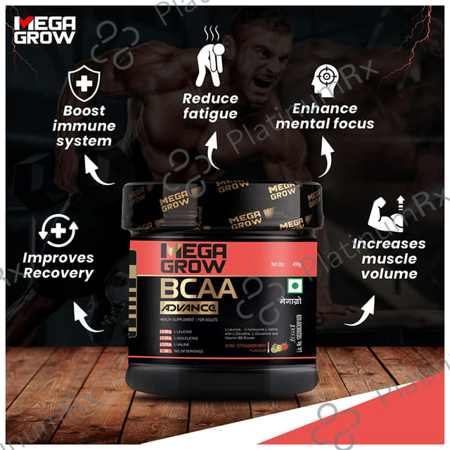 Megagrow BCAA Advance Supplement Powder for Fast Recovery & Muscle Growth Kiwi Strawberry