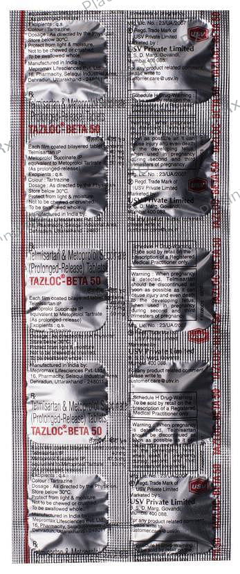 Tazloc Beta 50 50/40mg Tablet PR 10s