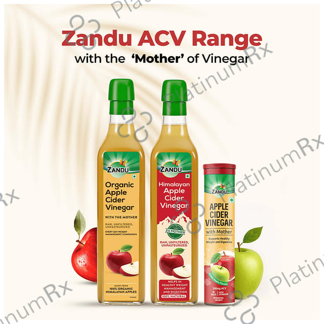 Zandu Organic Apple Cider Vinegar ACV with The Mother - Raw, Unfiltered & Unpasteurized
