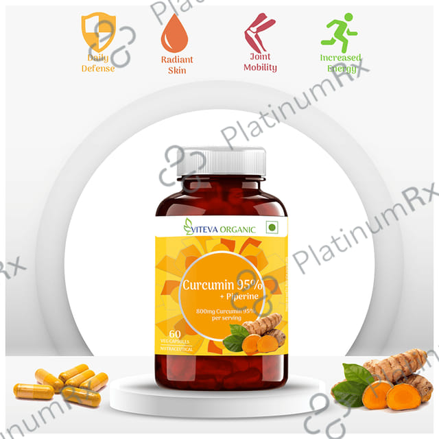 Viteva Organic Curcumin 95% + Piperine Veg Capsule