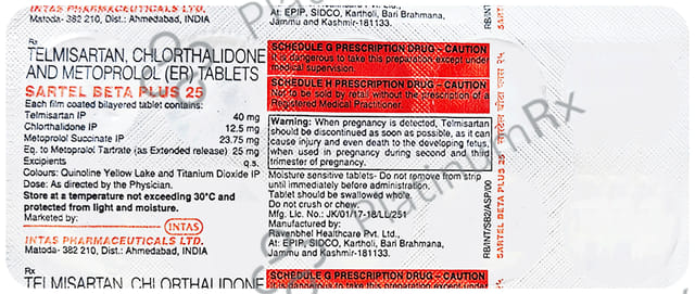 Sartelbeta Plus 12.5mg/25mg/40mg Tablet ER