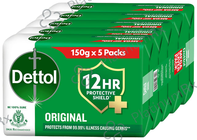 Dettol Original Germ Defence Bathing Soap Bar (150gm Each) 5 units