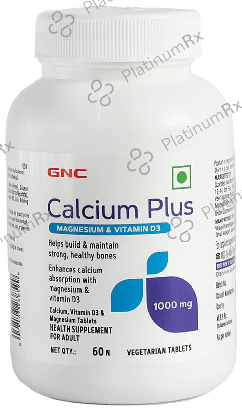 GNC Calcium Plus - With Magnesium & Vitamin D3 for Healthy Bones - Veg Tablet 60 tablets