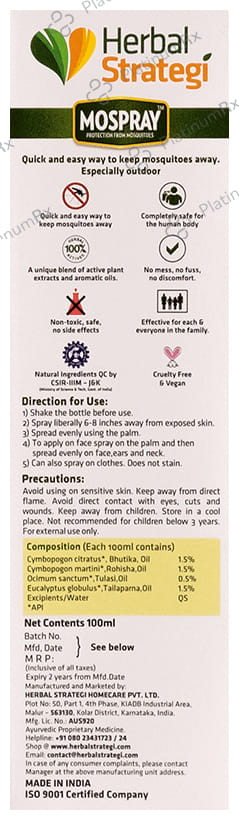Herbal Strategi Herbal Mosquito Repellent Body Spray
