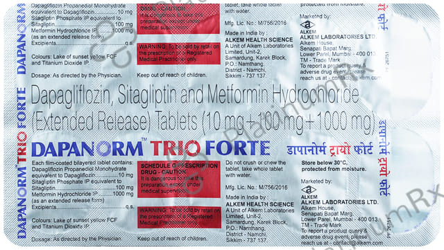 Dapanorm Trio Forte 10/100/1000mg Tablet ER 10s