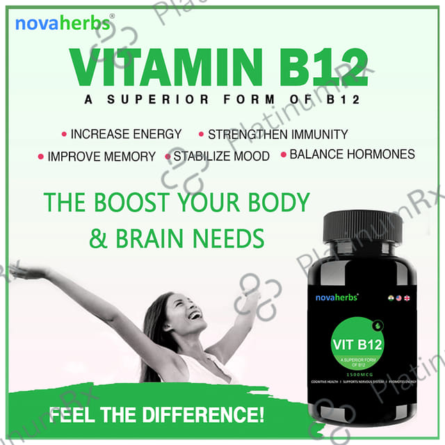 Novaherbs Vit B12 1500mcg for Energy, Brain & Nervous System Support - Tablet