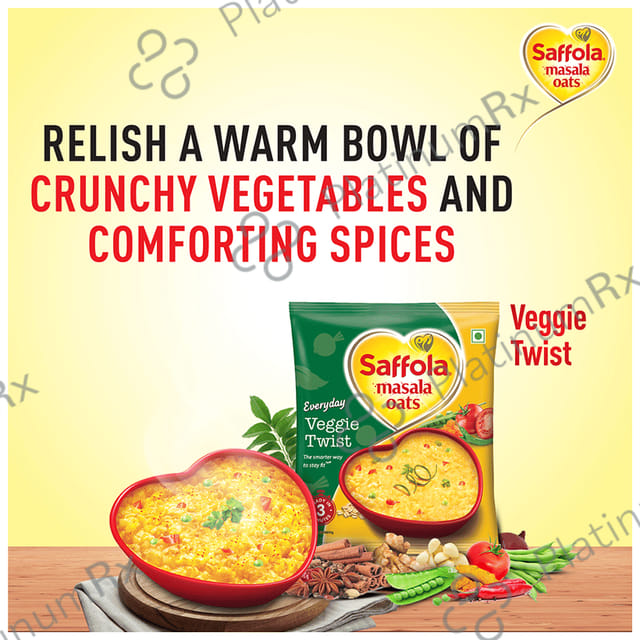 Saffola Masala Oats with High Fibre & Protein - Flavour Veggie Twist
