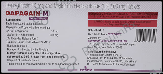 Dapagain M 10/500mg Tablet ER 15s
