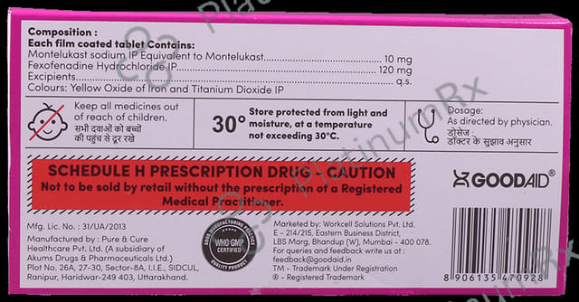 Goodlukast FX 120/10mg Tablet 10s
