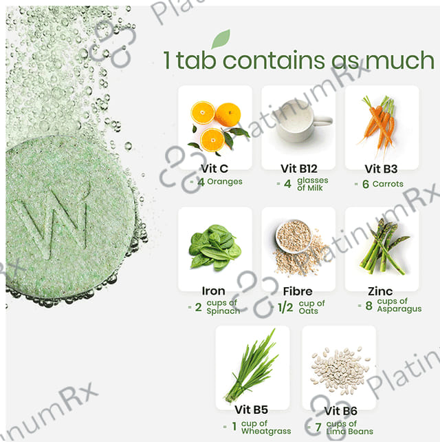 Wellbeing Nutrition Daily Greens Effervescent Tablet for Weight Management, Bone, Digestion, Skin & Immunity 1 Bottle