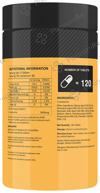 MyFitFuel Glutamine Micronized 3000mg Tablet 120 tablets