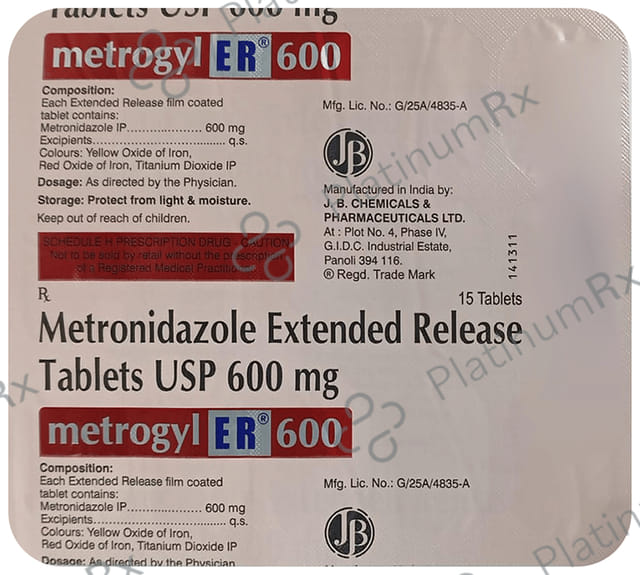Metrogyl ER 600mg Tablet 15s
