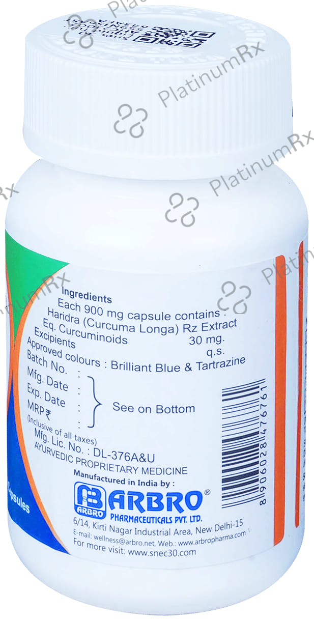 Snec 30 Liquid Turmeric Curcumin Capsule US Patent - Supports Joint, Heart & Brain Health 30 capsules