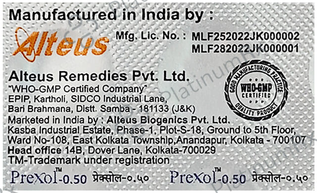 Prexol 0.50 Tablet 15 Tablet