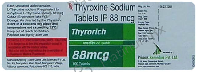 Thyrorich 88mcg Tablet 100s
