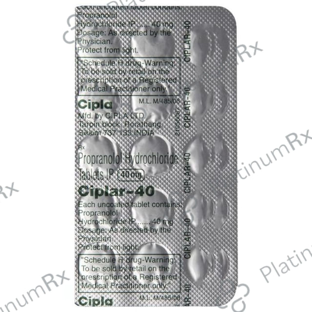Ciplar 40mg Tablet 15s
