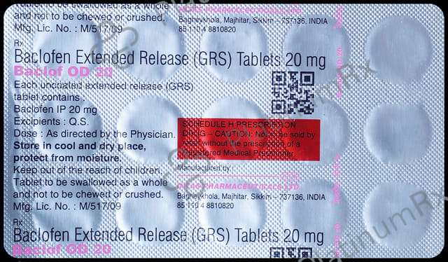 Baclof OD 20mg Tablet ER 15s